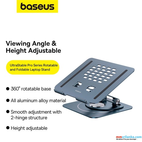 Baseus UltraStable Pro Series 360° Rotatable and Foldable Laptop Stand Metal – Space Grey